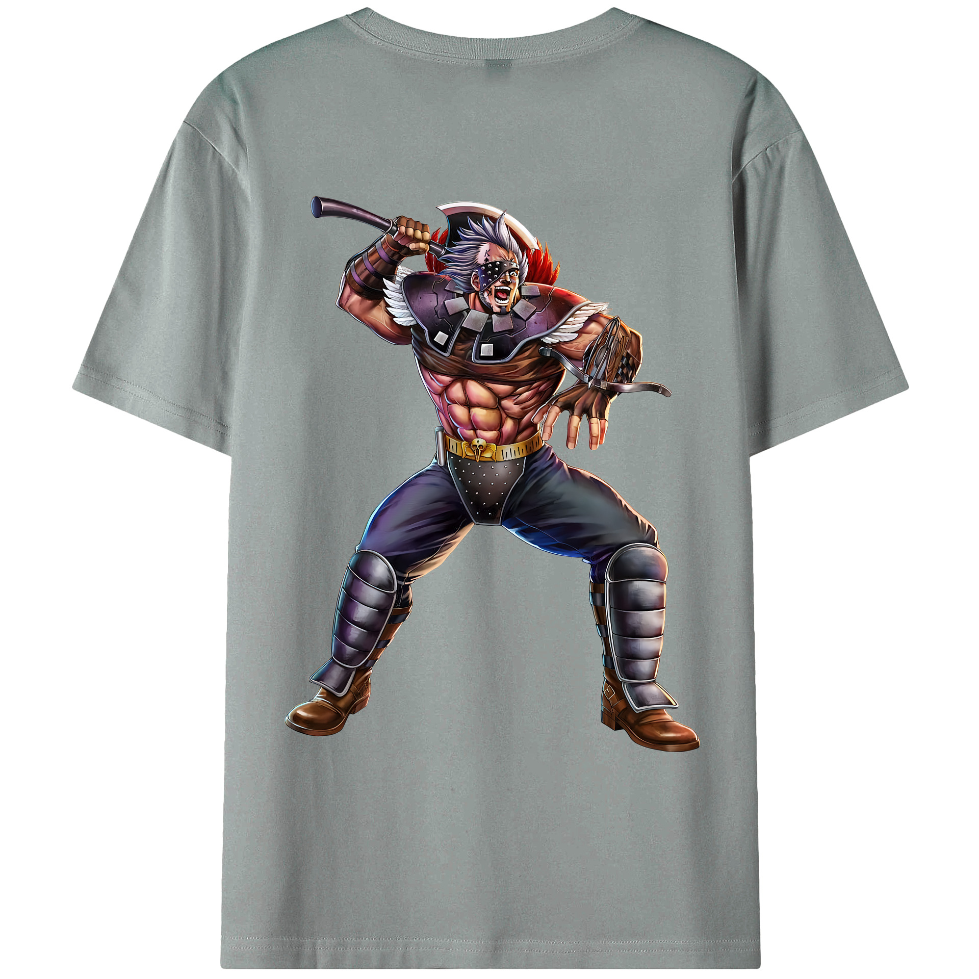 （画像用） 北斗の拳 Fist of the North Star 綿100％ メンズ半袖Tシャツ（バックプリント） 通気性